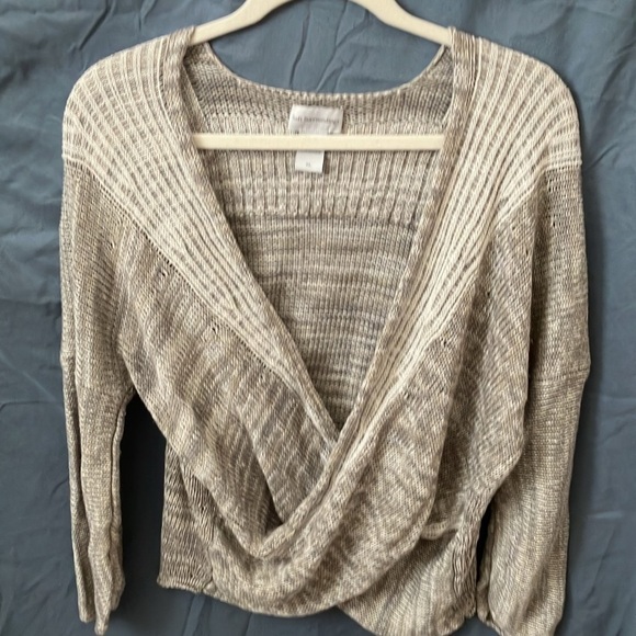Soft Surroundings: Cross the body/ Cropped Sweater- cream/gray~ size XL - Picture 7 of 7